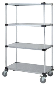 Quantum Storage Systems Mobile Shelf Carts with Four Solid Shelves - 24"W x 36"L x 80"H Mobile Cart with 4 Solid Shelves - M2436SG47