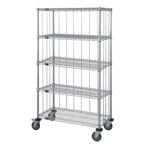 Quantum Storage Systems 3-Sided Carts with 5 Wire Shelves - 3-Sided 24" x 48" x 69" Enclosure Cart with 5 Wire Shelves - M2448C46RE-5