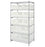 Quantum Storage Systems Clear-View Hulk 24" Containers and Wire Shelving Systems - 24" x 36" x 74" Chrome Shelving Unit with 13 Clear-View Hulk Bins - WR6-953954CL