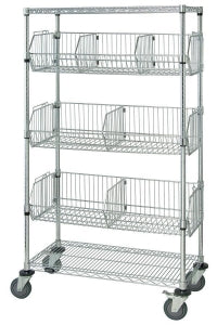 Quantum Storage Mobile Modular Wire Basket Units - 18" x 24" x 80" Mobile Modular Wire Basket Unit - WRC74-1824CSG-5BSK