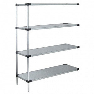 Quantum Storage Systems Stainless Steel Add-On Kits with 4 Solid Shelves and 2 Posts - 14"W x 36"L x 54"H Stainless Steel Add-On Kit with 4 Solid Shelves - WRSAD4-54-1436SS