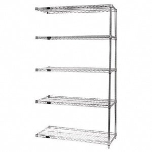 Quantum Storage Systems Chrome Add-On Kits with 5 Shelves and 2 Posts - 12"W x 36"L x 54"H Chrome Add-On Kit with 5 Shelves - AD54-1236C-5