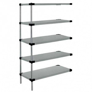 Quantum Storage Systems Galvanized Steel Add-On Kits with 5 Solid Shelves and 2 Posts - 14"W x 36"L x 54"H Galvanized Steel Add-On Kit with 5 Shelves - AD54-1436SG-5