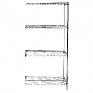 Quantum Storage Systems Stainless Steel Add-On Kits with 4 Shelves and 2 Posts - 12" x 48" Stainless Steel Add-On Kit with 4 Shelves and a 54" Post - AD54-1248S