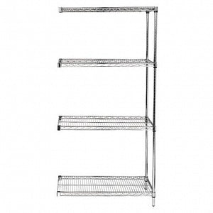 Quantum Storage Systems Stainless Steel Add-On Kits with 4 Shelves and 2 Posts - 12" x 48" Stainless Steel Add-On Kit with 4 Shelves and an 86" Post - AD86-1248S