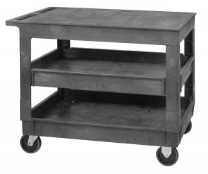 Quantum Polymer Utility Cart with Flat Top - Polymer 26" x 40" x 32.5" Utility Cart with Flat Top and 2 Shelves - PC402633