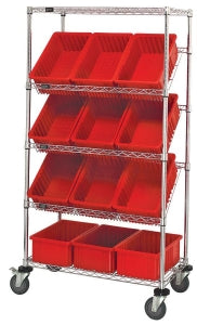 Quantum Storage Systems Mobile Slanted Shelf Units - Mobile Cart, Slanted, 18" x 36" x 69", 3 Slanted Shelves, 2 Flat Shelves - M1836SL6C