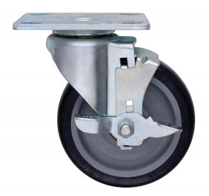 Quantum Storage Swivel Casters - Caster Plate, Polyurethane, Swivel with Brake, 5" x 1-1/4", 1 Each - PTPSB