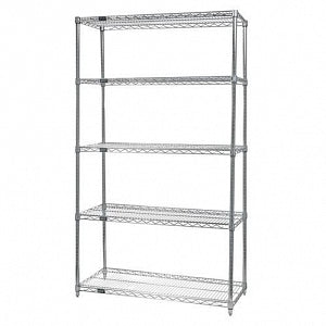 Quantum Storage Systems Chrome Shelving Starter Kits with 5 Shelves - 12"W x 36"L x 54"H Chrome Shelving Starter Kit with 5 Shelves - WR54-1236C-5