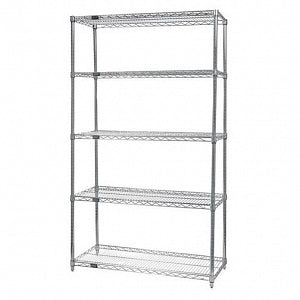 Quantum Storage Systems Stainless Steel Starter Kits with 5 Shelves and 4 Posts - 12" x 48" x 54" Stainless Steel Shelving Starter Kit with 5 Shelves - WR54-1248S-5