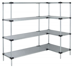 Quantum Storage Systems Stainless Steel Shelf Starter Kits - Stainless Steel Shelving Starter Kit, 24" x 48", 63" Post - WRS4632448SS