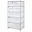 Quantum Storage Systems Clear-View Hulk 24" Containers and Wire Shelving Systems - 24" x 36" x 74" Chrome Shelving Unit with 10 Clear-View Hulk Bins - WR6-954CL