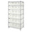 Quantum Storage Systems Clear-View Hulk 24" Containers and Wire Shelving Systems - 24" x 36" x 74" Chrome Shelving Unit with 24 Clear-View Hulk Bins - WR7-951CL