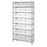 Quantum Storage Systems Clear-View Ultra Stack and Hang Bins and Wire Shelving Systems - 12" x 36" x 74" Wire Shelving with 8 Shelves and 28 Clear-View Ultra Stack-and-Hang Bins - WR8-239CL