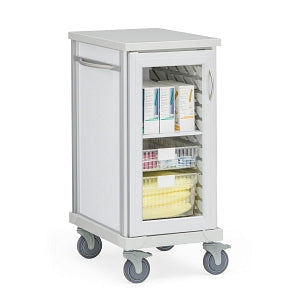 Solaire Medical Roam 1 Carts with Glass Door - Roam 1 Counter-Height General Storage Cart with Glass Door, White, 20" W x 28.75" D x 44.25" H - SR1CGGS