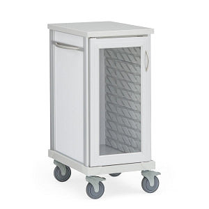 Solaire Medical Roam 1 Carts with Glass Door - Roam 1 Counter-Height General Storage Cart with Left-Hinge Glass Door, White, 20" W x 28.75" D x 44.25" H - SR1CGL