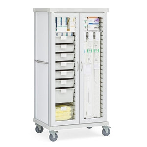 Solaire Medical Roam 2 Carts with Glass Doors - Roam 2 Catheter and Supply Cart with Glass Doors, White, 40.75" W x 28.75" D x 75.25" H - SR2G3CG