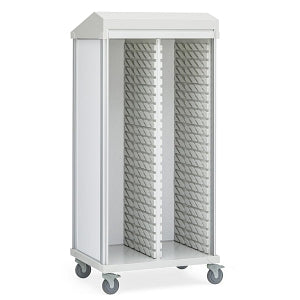 Solaire Medical Roam 2 Carts with Roll-Top Door - Roam 2 Supply Cart with Roll-Top Door and Center Column, White, 40.75" W x 28.75" D x 81" H - SR2R