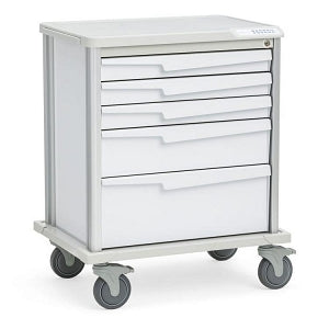 Solaire Medical Tempo Procedure Carts - Tempo 24 Procedure Cart with Three 3", One 6" and One 9" Drawer, White, 29.5" W x 21" D x 36" H - ST24W5