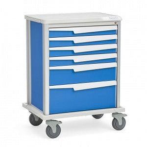 Solaire Medical Tempo Procedure Carts - Tempo 27 Procedure Cart with Four 3", One 6" and One 9" Drawer, Blue, 29.5" W x 21" D x 39.25" H - ST27B6