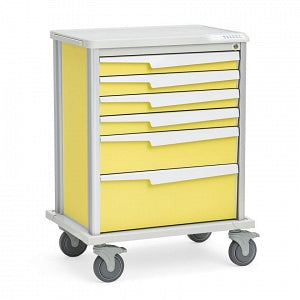 Solaire Medical Tempo Procedure Carts - Tempo 27 Procedure Cart with Four 3", One 6" and One 9" Drawer, Yellow, 29.5" W x 21" D x 39.25" H - ST27Y6