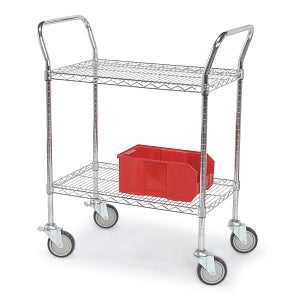 Tarrison Products Ltd Chrome Utility Carts with U-Shaped Chrome Handles - U-Shaped Polyseal Utility Cart with 2 Shelves, 18" x 30" - UC18302Z-3"/(4)DB