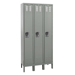 Hallowell Premium Lockers - Single-Tier Locker, 12" x 12" x 78", Triple Wide, Gray - U3228-1A-HG