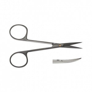 Medline Iris Scissors - 4.75" (12 cm) Supercut / Wavecut Iris Scissors with Curved Ceramic-Coated Sharp / Sharp Tips - MDS0734613