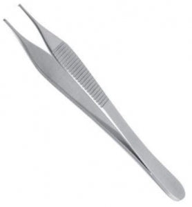 Medline Ehrhardt Lid Forceps - 4" (10.2 cm) Ehrhardt Lid Forceps with Straight 9.0 mm Serrated Upper Jaw - MDS0746681