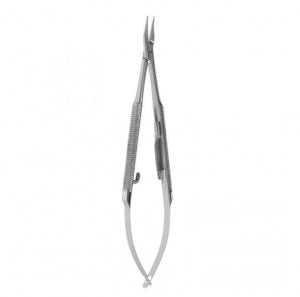 Medline Barraquer Micro Needle Holders - 4-1/8" (10.5 cm) Delicate Curved Nonlocking Barraquer Needle Holder with 1 mm Jaw - MDS0759736