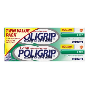 GlaxoSmithKline Co Polygrip Denture Adhesive Cream - DENTURE ADHESIVE, POLIGRIP, FREE, 2.4OZ - 60000000111484