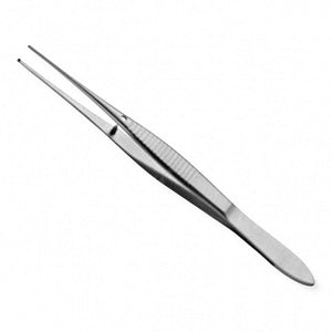 Medline Standard Tissue Forceps - 4.75" (12 cm) Straight Slim Tissue Forceps with 1 x 2 Teeth - MDS1010812