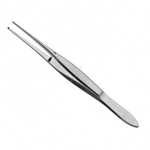 Medline Standard Tissue Forceps - 4" (10 cm) Straight Standard Tissue Forceps with 1 x 2 Teeth - MDS1012010