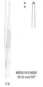 Medline Standard Tissue Forceps - 6.25" (15.8 cm) Straight Narrow Tissue Forceps with 1 x 2 Teeth - MDS1013016