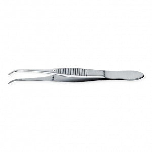 Medline Graefe Dressing Forceps - 4" (10 cm) Curved Serrated Graefe Iris Forceps - MDS1013510