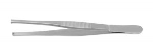 Medline Standard Tissue Forceps - 5" (12.7 cm) Straight Standard Tissue Forceps with 3 x 4 Teeth - MDS1015013