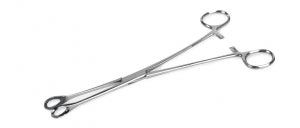 Medline Floor Grade Forester Sponge Forceps - Foerster Sponge Forceps, Single-Use, Serrated, Curved, 9.5'' - MDS10571