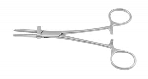 Medline Tubing Clamp Forceps - Tubing Clamp Forceps, Ratchet, Cross Serrated Tip, Serrated Jaw, With Guard, Stainless Steel, 6-1/4", Max O. D. 3/8" - MDS1271215