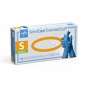 Medline SensiCare Extended Cuff Nitrile Exam Gloves - SensiCare Exam Glove, Nitrile, Extended Cuff, Size S - MDS1284