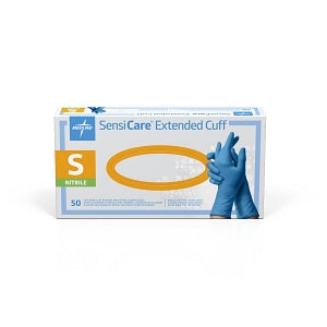 Medline SensiCare Extended Cuff Nitrile Exam Gloves - SensiCare Exam Glove, Nitrile, Extended Cuff, Size S - MDS1284