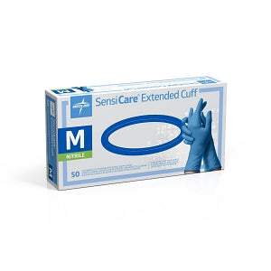 Medline SensiCare Extended Cuff Nitrile Exam Gloves - SensiCare Exam Glove, Nitrile, Extended Cuff, Size M - MDS1285