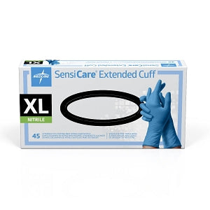 Medline SensiCare Extended Cuff Nitrile Exam Gloves - SensiCare Exam Glove, Nitrile, Extended Cuff, Size XL - MDS1287