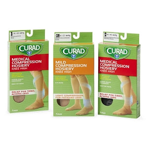 Medline CURAD Knee-High Compression Hosiery - CURAD Knee-High Compression Hosiery with 15-20 mmHg, Tan, Size A, Regular Length - MDS1700AT