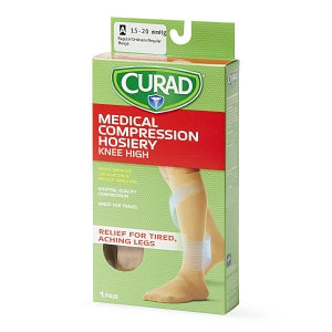 Medline CURAD Knee-High Compression Hosiery - CURAD Knee-High Compression Hosiery with 15-20 mmHg, Tan, Size A, Regular Length - MDS1700AT