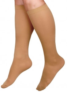 Medline CURAD Knee-High Compression Hosiery - CURAD Knee-High Compression Hosiery with 15-20 mmHg, Tan, Size C, Short Length - MDS1700CTS