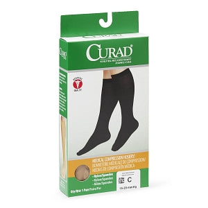 Medline CURAD Knee-High Compression Hosiery - CURAD Knee-High Compression Hosiery with 15-20 mmHg, Tan, Size C, Short Length - MDS1700CTS