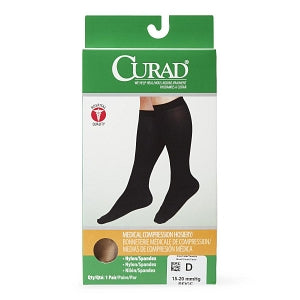 Medline CURAD Knee-High Compression Hosiery - CURAD Knee-High Compression Hosiery with 15-20 mmHg, Tan, Size D, Short Length - MDS1700DTS