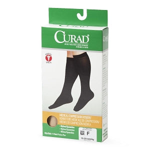 Medline CURAD Knee-High Compression Hosiery - CURAD Knee-High Compression Hosiery with 15-20 mmHg, Tan, Size F, Short Length - MDS1700FTS