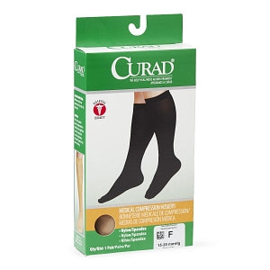 Medline CURAD Knee-High Compression Hosiery - CURAD Knee-High Compression Hosiery with 15-20 mmHg, Tan, Size F, Short Length - MDS1700FTS