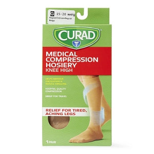 Medline CURAD Knee-High Compression Hosiery - CURAD Knee-High Compression Hosiery with 15-20 mmHg, Tan, Size G, Regular Length - MDS1700GT